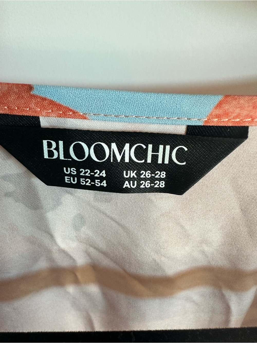 BloomChic Sky Blue and Coral Floral Dress Label View - Picture 5 of 6